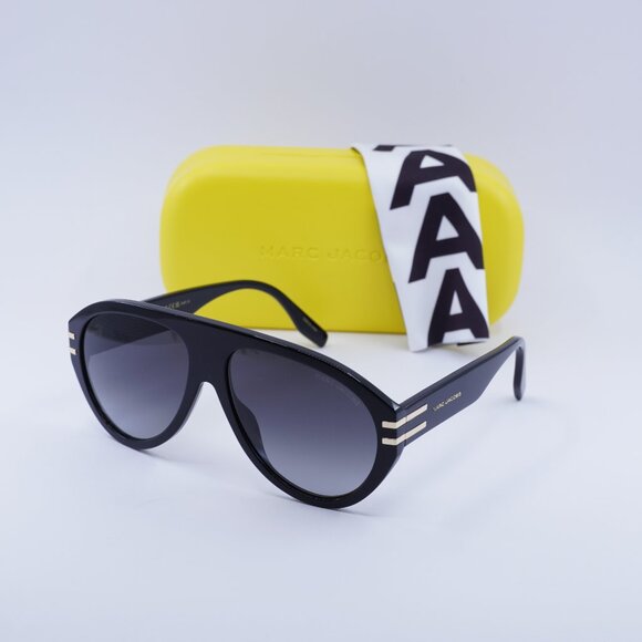 Marc Jacobs MARC 747/S 0807 9O Aviator Sunglasses - Black\Dark Grey Gradient
